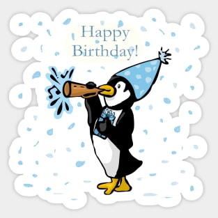 Birthday Horn Penguin Sticker